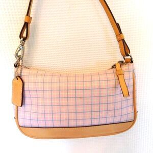Vintage COACH Y2K Pink Canvas/Leather Trim Mini Baguette